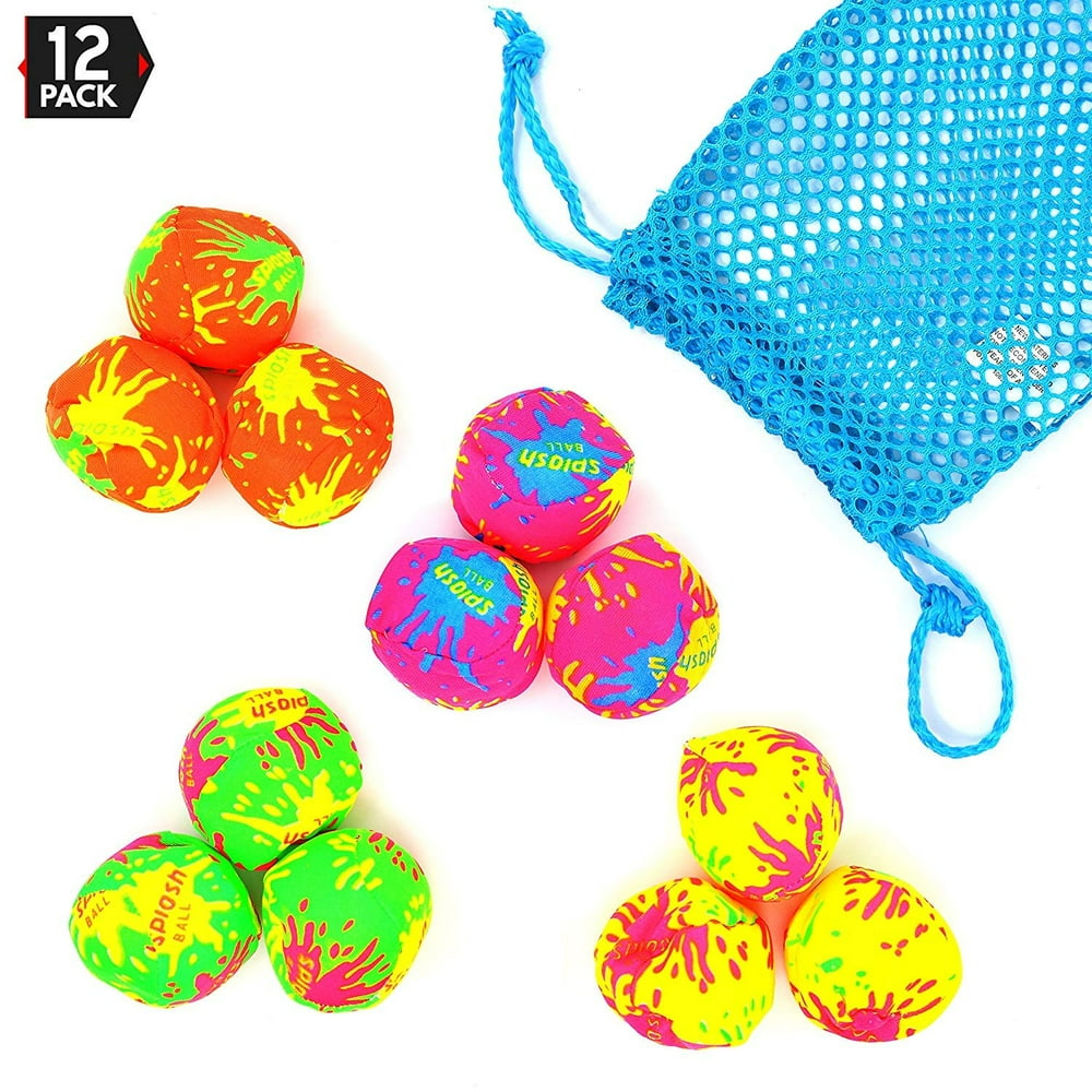 Big Mo's Toys Pool Water Splash Balls With A Neon Drawstring Mesh Bag
