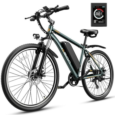 Jasion EB5 Plus 27.5" Electric Mountain Bike for Adults, 480WH Removeable Battery Ebike with Fender, 500W Motor Electric Bicycles with Shimano 7 Speed and Front Fork Suspension