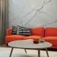 thumbnail image 4 of Faux Marble Wall Panels - Sample - Glossy - White, Grey Veins, 4 of 8