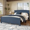 thumbnail image 3 of ChenyueFurn Queen Size Platform Bed, Solid Wood Frame with Support Slats,blue, 3 of 10