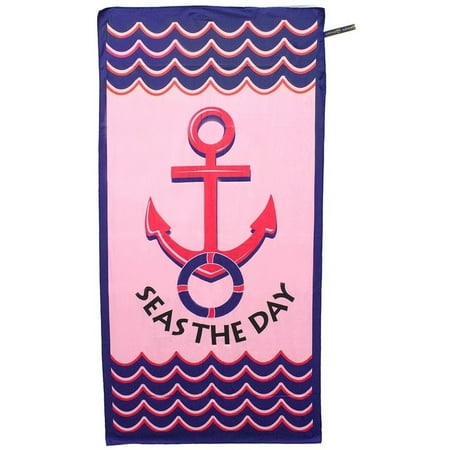Premium Beach Towel Super Absorbent Soft Lightweight Compact Eco Friendly Anti Bacterial Travel Accessory Seas The Day Pink By Minxny