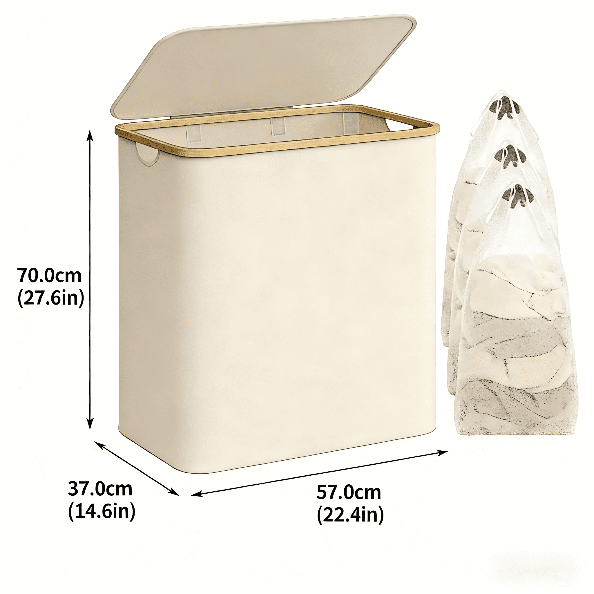 LENLN 150L Large Laundry Basket with Stand Foldable Waterproof Cover, Laundry Sorter, 3 Section Laundry Hamper , Suitable for Bathroom, Laundry Room