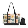 thumbnail image 7 of FORMRS Canvas Laptop Tote Bag for Women with 15.6" Computer Compartments Shoulder Handbag, Beige Playful Stamp, 7 of 7