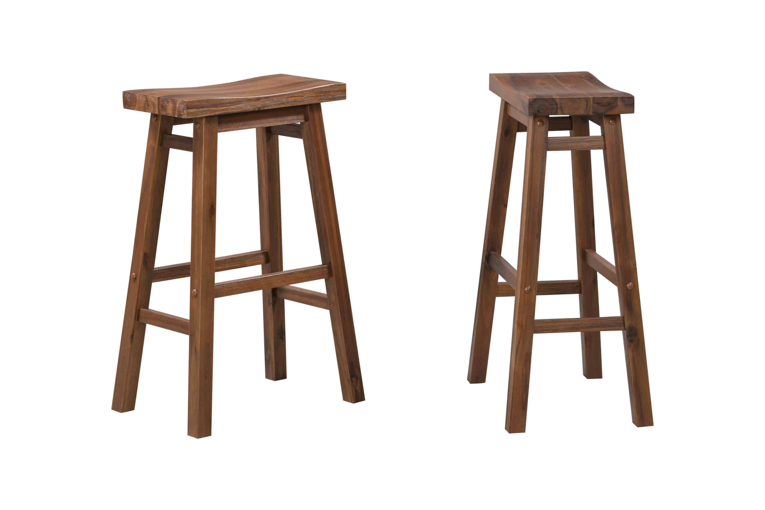 Boraam Sonoma Bar Height Backless Wood Kitchen Saddle Barstool - Chestnut Wire-Brush - Set of 2