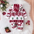 thumbnail image 3 of Bjutir Toddler Boys Girls Bodysuits Christmas Winter Warm Long Sleeve Cartoon Prints Romper Hooded Jumpsuit Red Size 18-24 Months, 3 of 7