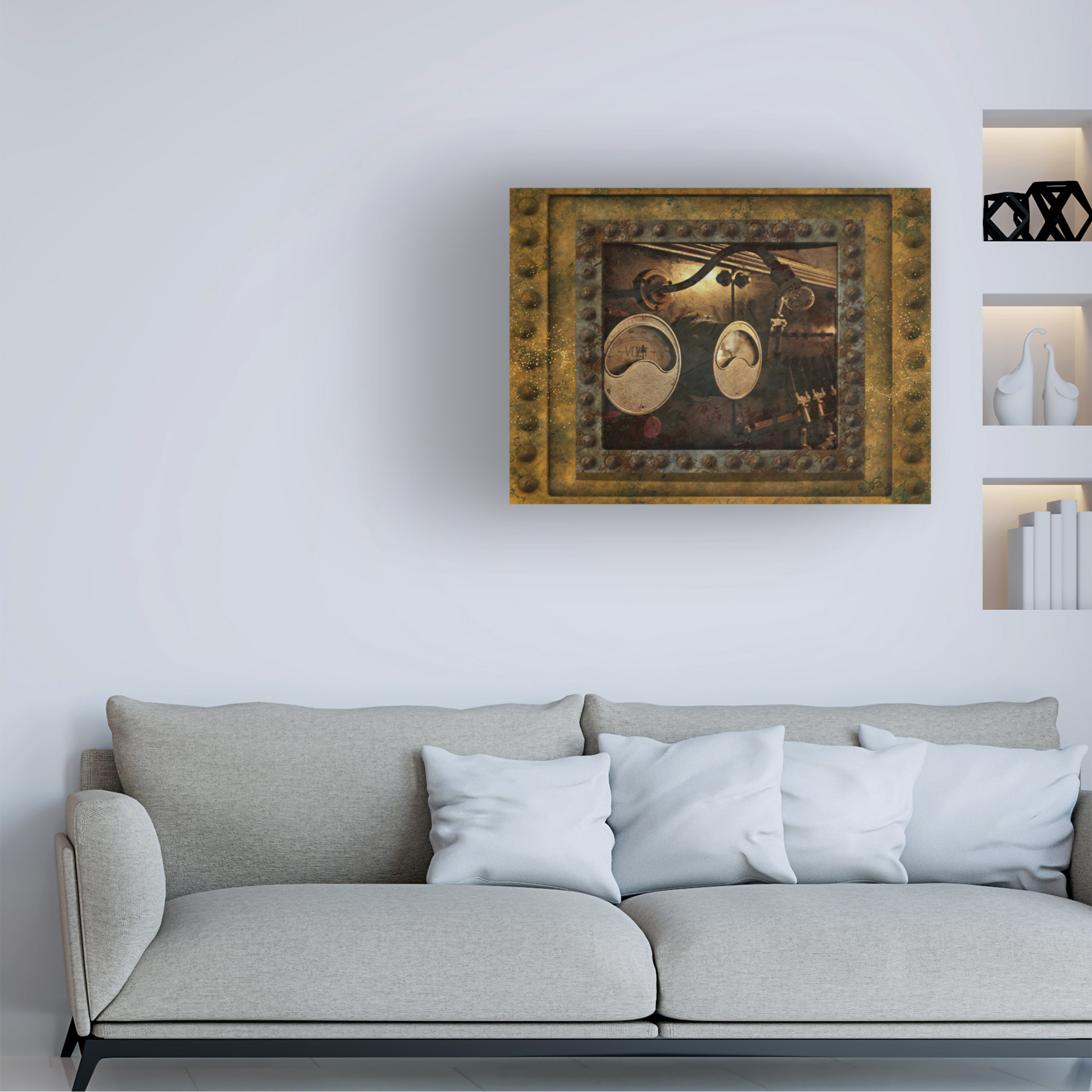 Canvas Wall Art - Tina Mitchell 'Steampunk Boiler' Wall Art for Living Room, Bedroom, or Office Décor by Trademark Fine Art - 47 x 47 Inches