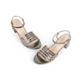 thumbnail image 3 of BLISSFUL STEP Open Toe Ankle Strap Slingback Chunky Heel Sandals for Women Gun 5, 3 of 8