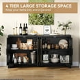 thumbnail image 4 of Four Door Storage Cabinet, Natural Rattan Side Table for Dining Room, Bohemian Style Coffee Table for Living Room, Oak Entryway Console Table, 4 of 8