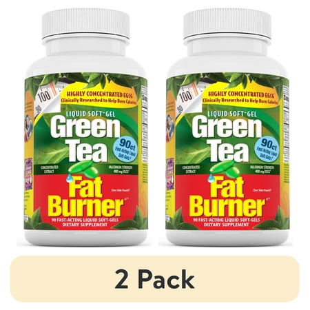 (2 pack) Applied Nutrition Green Tea Fat Burner - 90 Liquid Soft-Gels - Increases Calorie Burning & Supplies Powerful Antioxidants - 45 Total Servings