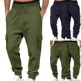 thumbnail image 2 of Havenre Mens Waffle Knit Cargo Sweatpants Lightweight Regular Fit Casual Drawstring Elastic Wait Textured Jogger Sweat Pants Loose Oversized Baggy Athetlic Pants with Multi-Pockets Navy L, 2 of 8