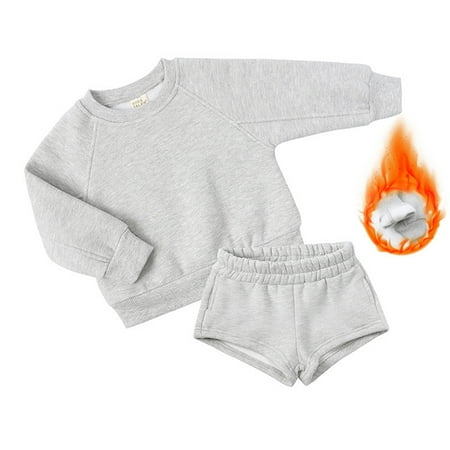 

Esaierr 1-14Y Boys Girls 2 Piece Fall Winter Sweatshirt Jogger Set Fleece Pullover Tops and Sports Short Pant Tracksuit Sports Warm Outfit for Toddler Kids Baby Teen