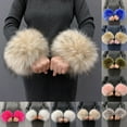 thumbnail image 2 of Kripyery 1 Pair Women Cuffs Solid Color Faux Fur Autumn Winter Windproof Fluffy Wristbands for Daily Wear, 2 of 8