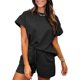 thumbnail image 1 of ZHAOCHENG Conjuntos de 2 piezas para mujer, conjuntos de salón, camisas casuales de manga corta, pantalones cortos, pijamas cómodos, conjunto de chándal, 1 of 5