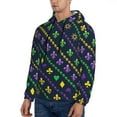 thumbnail image 3 of Fotbe Men's Hoodie with Mardi Gras Strings of Beads Pattern - Kangaroo Pocket Pullover Hooded Sweatshirt, Perfect for Daily Wear, Travel, and Home-Small, 3 of 7