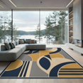 thumbnail image 2 of ODIKA 8'x10' Washable Area Rug Durable, Non-Slip Navy and Mustard Geometric Design Bold Abstract Shapes with Modern Flair for Living Room, Under Sectional, Family, 2 of 7