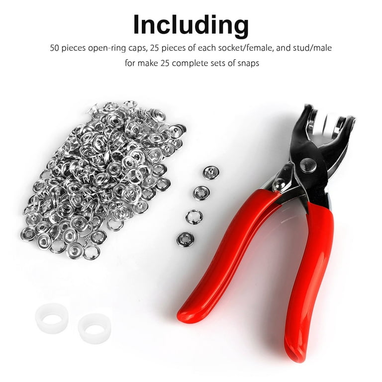144Pcs Snap Fastener Tool Kit, Heavy Duty Snap Button Tool with 140 Brass  Buckle and Pliers Metal Button Snap Fasteners DIY Snap Button Set for