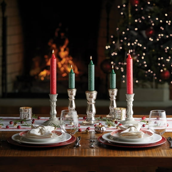 Root Candles Unscented Timberline Collenette 7-Inch Taper Candles, Red, box of 4 ea.