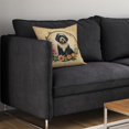 thumbnail image 3 of Portuguese Water Dog and Flowers Throw Pillow, 3 of 7