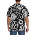 thumbnail image 3 of Lsque Metallic Gears print Men's Cuban Collar Short Sleeve Shirt Summer Beachwear Casual Button Down Fashionable Vacation Leisure Shirt-Large, 3 of 7