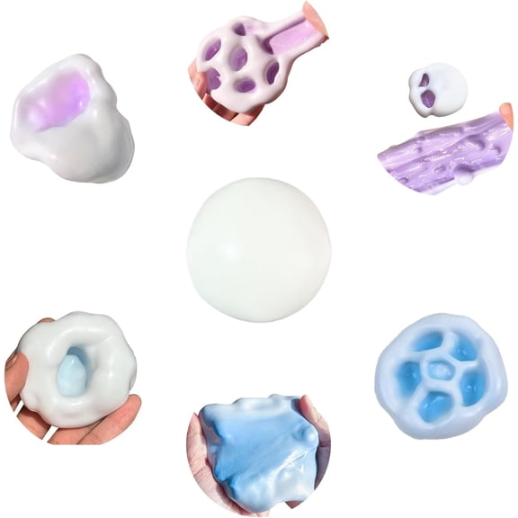 BOSCEAE Shapeable Squishy Toys Stress Balls Stress Relief Sand Glutinous Balls Fidget Toys for Adults Anxiety Relief (Blue,Purple)