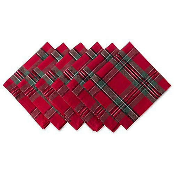 DII Holiday Plaid Napkin (Set of 6), 18" x 18", 100% Cotton