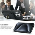 thumbnail image 4 of Dteck Card Slots Wallet Case for iPhone 15 Pro,Shockproof Premium PU Leather Kickstand Protective Cover with Ring Holder Back Case,Black, 4 of 8