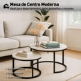 thumbnail image 3 of Set de 2 Mesas de Centro Circulares Bluelander con Soportes de Acero, Blanco/Negro, 3 of 5