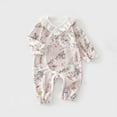 thumbnail image 2 of MEZZALL Boys Girls Long Sleeve Flowers Prints Ribbed Romper Jumpsuit Onesie, Light Pink, 3-6 Months, 2 of 6