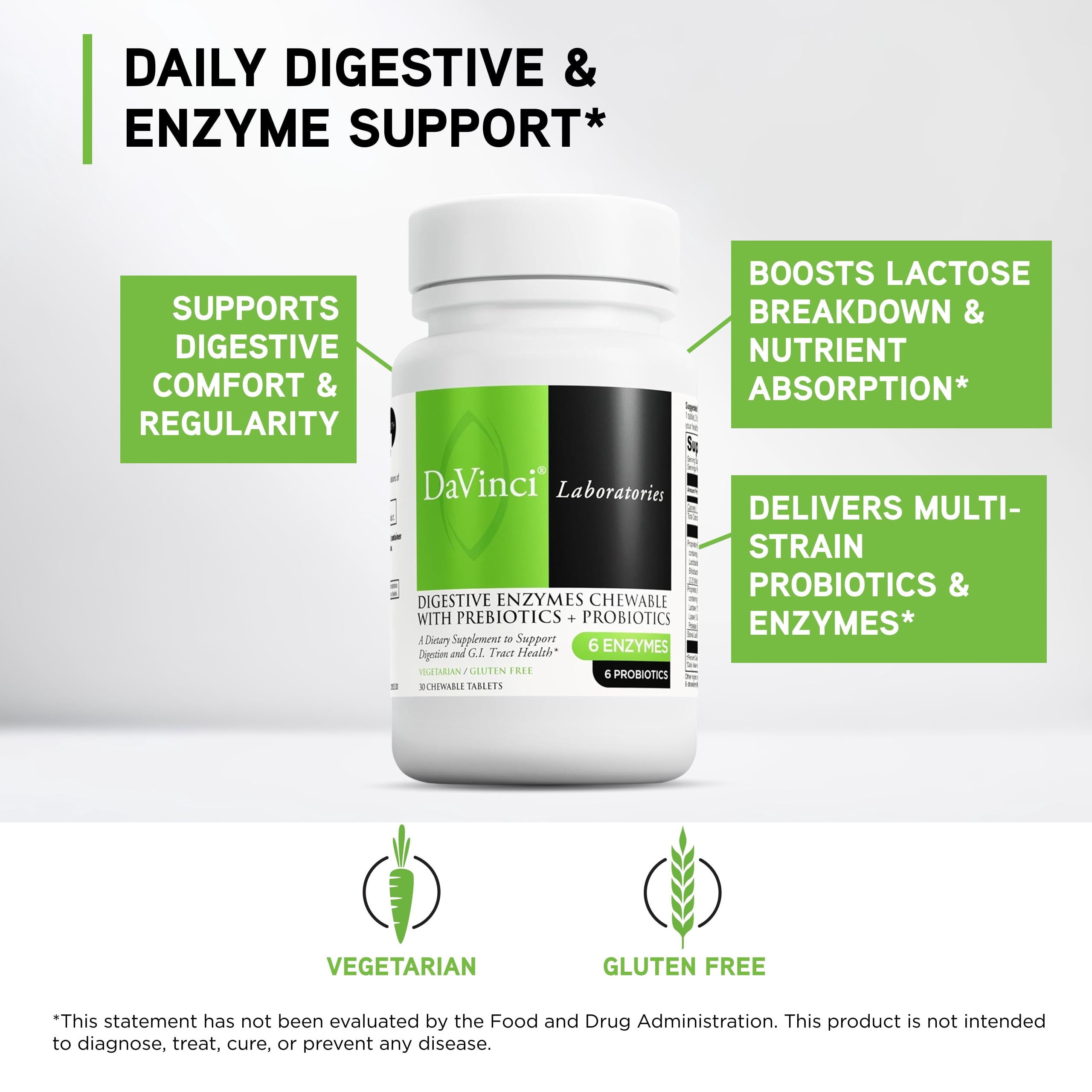 DaVinci - Mega Probiotic ND with Digestive Enzymes Chewable - 30 Chewable Tablets