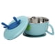 thumbnail image 5 of Tazón de alimentación infantil de acero inoxidable Vajilla para niños pequeños Utensilios de succión para recién nacidos con tapaHaze Blue #1, 5 of 5