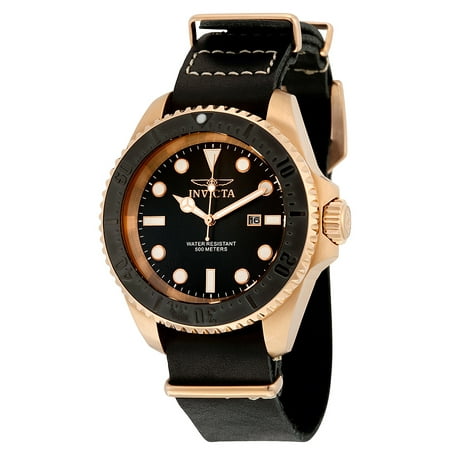 Invicta Pro Diver Black Dial Brown Leather Mens Watch 17582