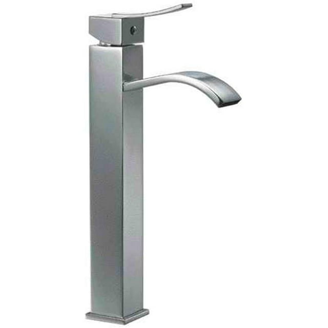 Tall Brushed Nickel Tall Square Body Curved Spout Single Lever Bathroom Faucet