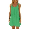 thumbnail image 2 of Fartey Summer Dresses for Women 2025 Eyelet Casual Loose Sleeveless Sundress Solid Color Tank Dress Scoop Neck Vacation Sundresses Green L, 2 of 9