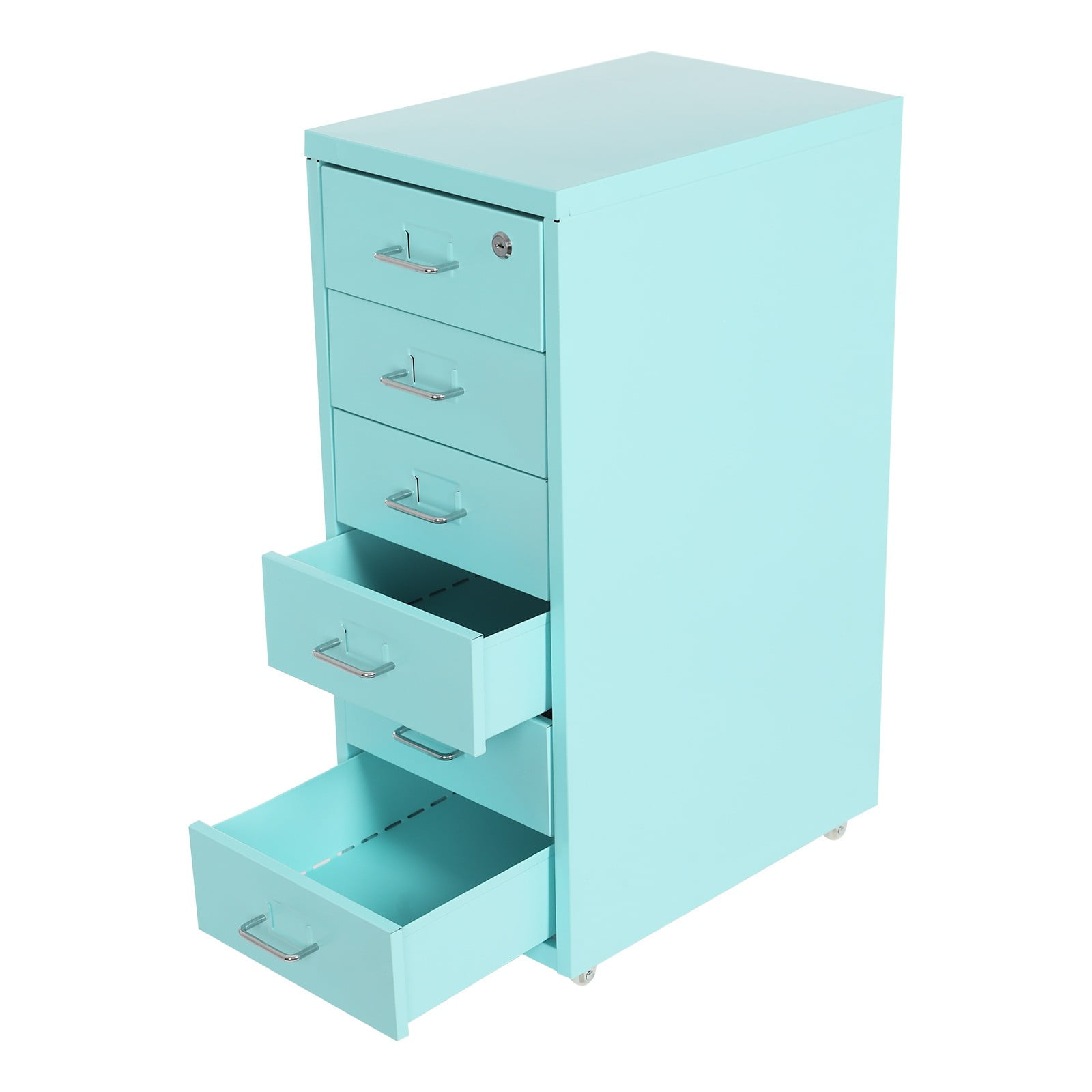 6-Tier 28*41*69cm Metal File Cabinet Home Office Freestanding Vertical File Cabinet Lockable with Curved Handle