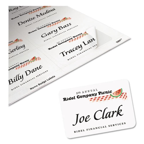 "Flexible Adhesive Name Badge Labels, 3.38 X 2.33, White, 400/box | Bundle of 2 Boxes"
