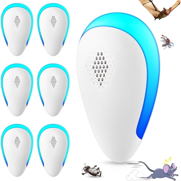 6 Packs Ultrasonic Pest Repeler, Electronic Pest Control Plug in Indoor for Mouse Insect Roaches Spider Ant Bug Mosquito Mice Repellent for House Kitchen Garage Warehouse