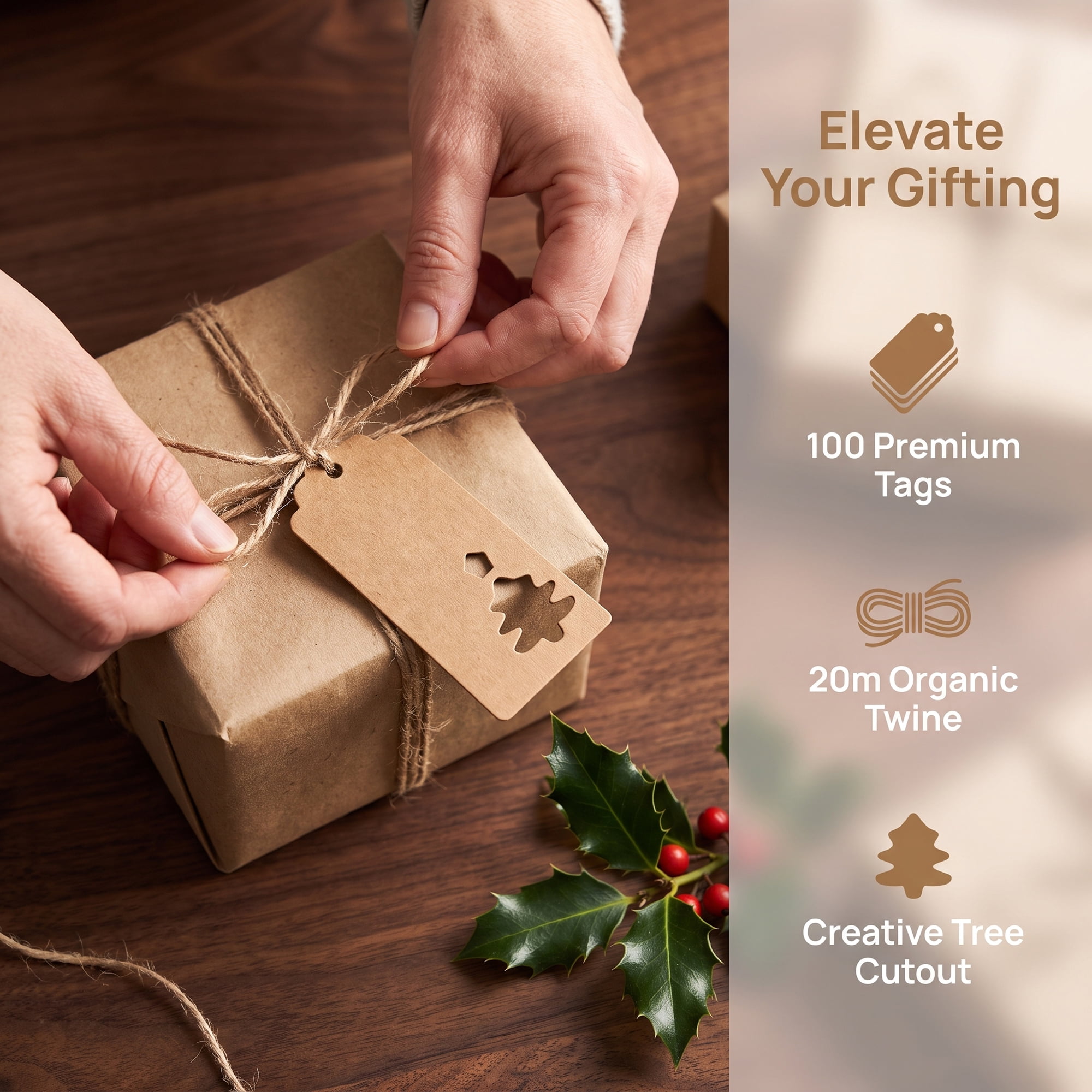 Unique Bargains Thick Presentation Gift Wrapping Tags for Events 1.8" x 3.7" Brown Tree