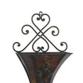 thumbnail image 6 of DecMode 22", 18"H Rectangle Brown Metal Weathered Hanging Scroll Wall Planter with Fleur-De-Lis Accent (2 Count), 6 of 14
