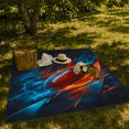 thumbnail image 7 of Football With Fire And Lightning Print on a Cozy Flannel Blanket with Angular Digital Sports Design, Appreciation Gift for American Football Fans, Home Decor for Living Room and Bedroom, 7 of 7