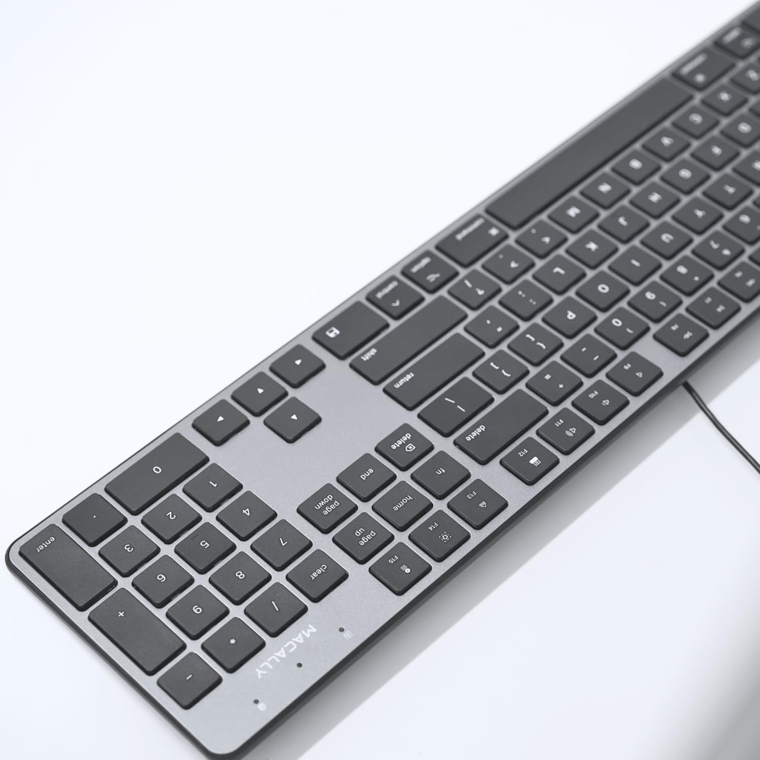 Macally Slim USB Wired Keyboard for Mac - Compatible Full Size Apple Keyboard with 104 Key Layout & 16 Shortcut Keys - Scissor Keycaps for Tactile Typing for Mac Mini, Macbook Pro / Air, iMac