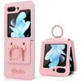 thumbnail image 2 of Ring Holder Artificial Leather Protective Phone Cover Case For Samsung Galaxy Z Flip 5 Flip5 Holder Stand Mobile Shell, 2 of 4