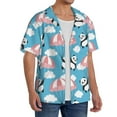 thumbnail image 4 of KLL Panda Flying in the Sky Print Men's Shirt Short Sleeve Button Down Summer Cuba Beach Shirts- Large, 4 of 7