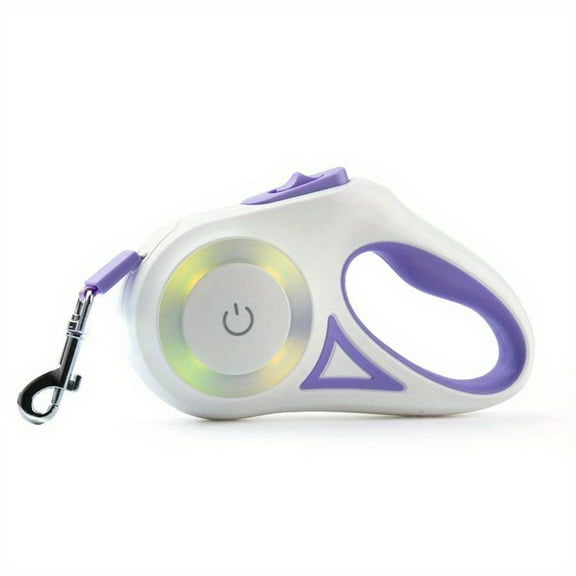 LED Retractable Dog Leash with 6-Color Flowing Light (Dreamy Purple, 3-Meter Retractable Rope)