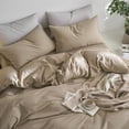 thumbnail image 3 of MooMee Duvet Cover Set King 100% Washed Cotton Twill Ultra-Soft Breathable Linen Like 3-Piece (Mocha Brown, 104"x90"), 3 of 6