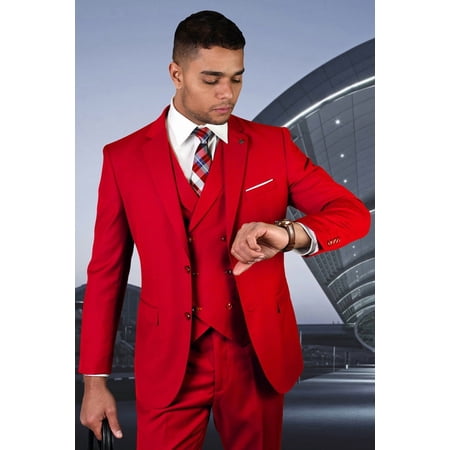 Men's Red Double Breasted Wool Vest 36 Regular