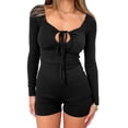 thumbnail image 1 of Txlixc Ropa de manga larga para mujeres, ropa de pecho bajo de color solido Txlixc  moda, 1 of 9