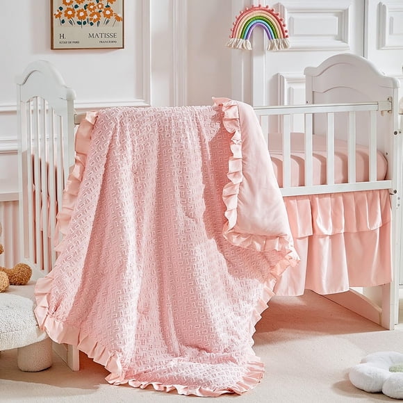 Juego de ropa de cama Flysheep Tufted Jacquard, 3 piezas, rosa