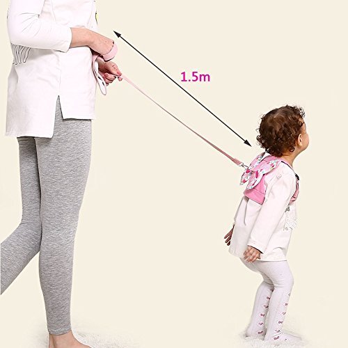 Auchen Anti Lost Wrist Link + Toddlers Leash Child Walking Safety Harness Kids Wristband Assistant Strap Belt (Butterly pink), 2 Packs - image 3 of 8