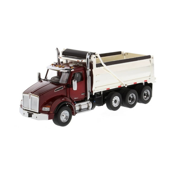 Kenworth T880 SBFA Tandem Dump Truck with Lift Axle, Radiant Red and Chrome - Diecast Masters 71059 - 1/50 scale Diecast Model Toy Car