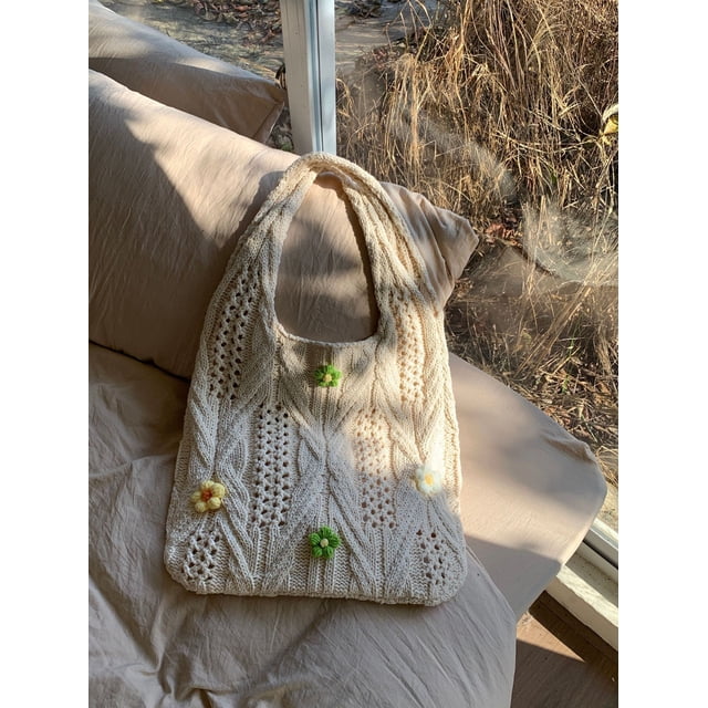 Zhuge Bolso de hombro tejido para mujer, bolso de mano tejido, bolso de mano tejido elegante para playa de verano, bolsos de hombro de 14,17 x 0,78 x 14,17 pulgadas (blanco)